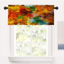 Kitchen Valance, Abstract Paint 8 Multib, Polyester, 52 x 18 in, Rod Pocket, ...