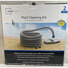 Mainstays Pool Vacuum Kit 2-Piece 25ft UV-Resistant Hose+Swivel Head 1.25"/1.5"