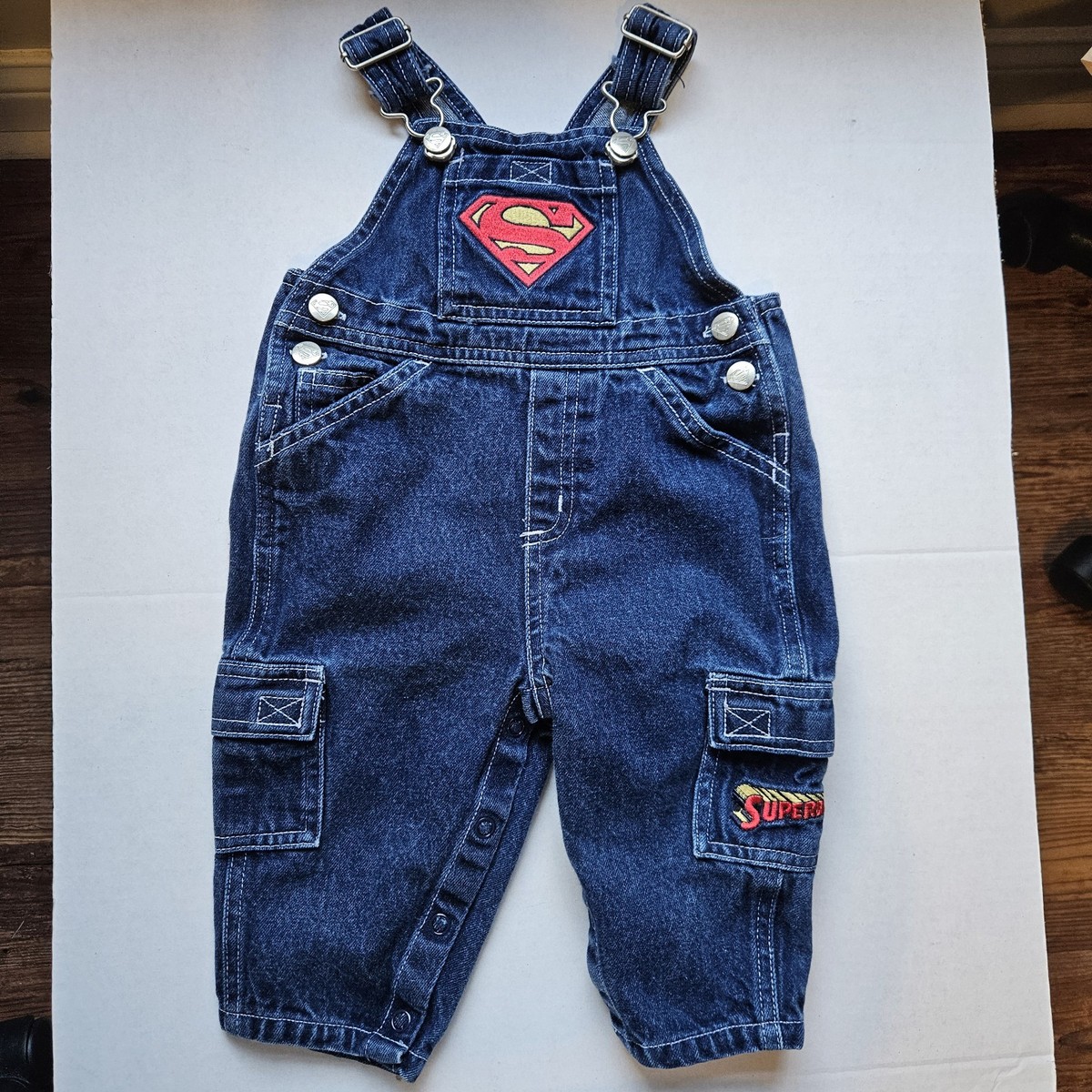 Warner... ①November 1990②December 1990 Vintage 90's Warner Bros Superman Embroidered Denim Overall