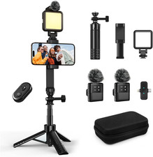Vlogging Kit for Iphone/Android  31" Selfie Stick Tripod with Light