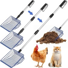 Extendable Metal Chicken Litter Scoop 23 to 42 Inch Long Poop Scooper Sifting