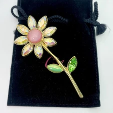 Christian Lacroix Flower Motif Pin Brooch Multicolored Stone in Rare
