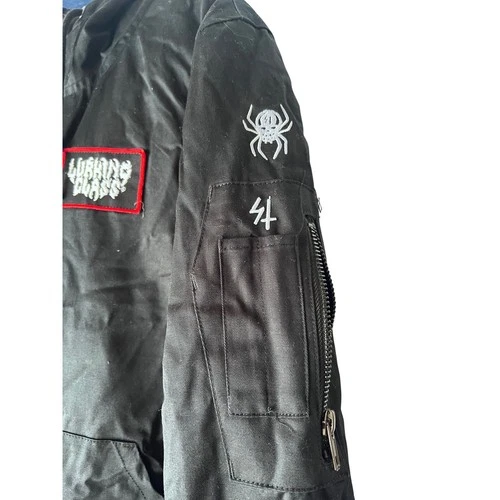 Lurking Class by Sketchy Tank Black Hooded Canvas Jacket Skull Patches Mens S image 4