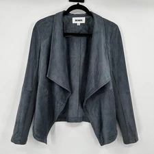 BB Dakota Gray Faux Suede Waterfall Drape Open Front Jacket Size Medium