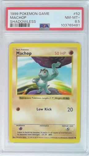 Machop (Shadowless) graded PSA 8.5 for sale on eBay