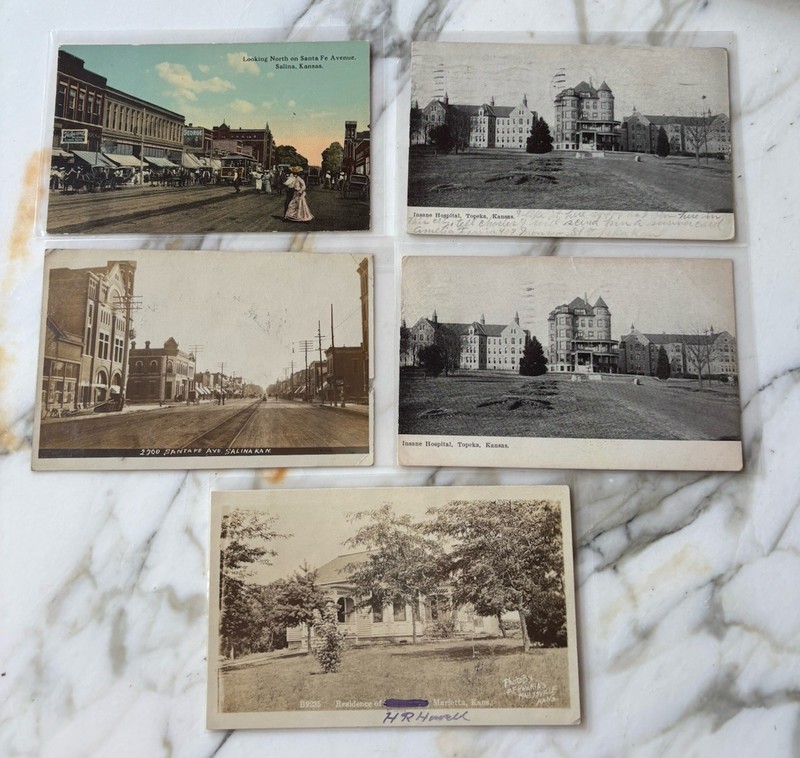 Antique Postcard Lot of 5 Picture Post Cards Salina, Topeka,Marietta, Kansas