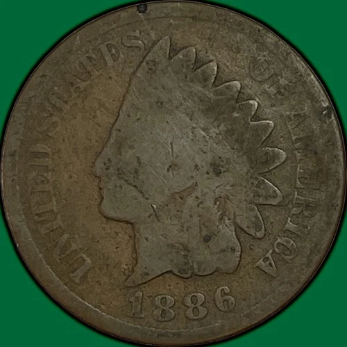 1886 Type 2 Indian Head Cent Good G Coin #38184