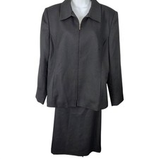 Sag Harbor Black 100% Wool Zip Front Jacket S...