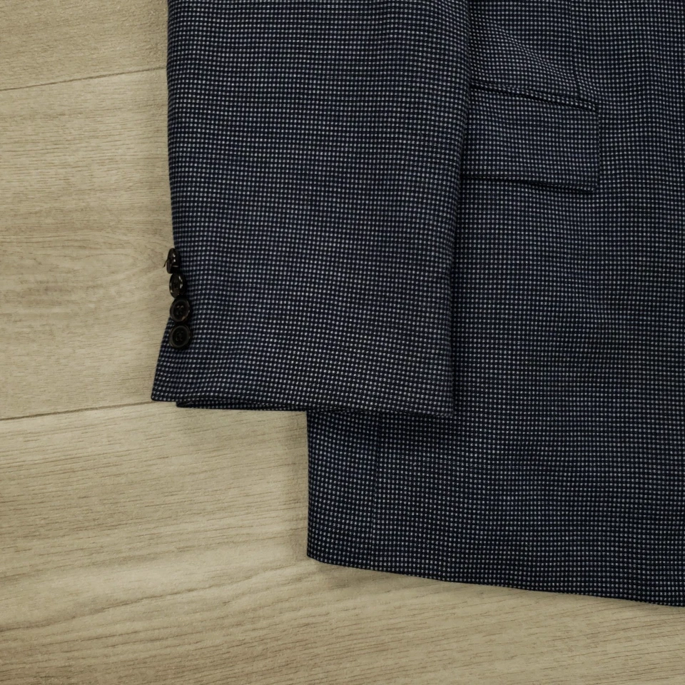 Hugo Boss Sport Coat Men's 44L Slim Wool Silk Cotton Blue Two Button Double Vent - Image 4 of 4