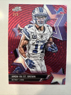2025 Topps Cosmic Chrome Football Amon-Ra St. Brown Red Star Fractor /5