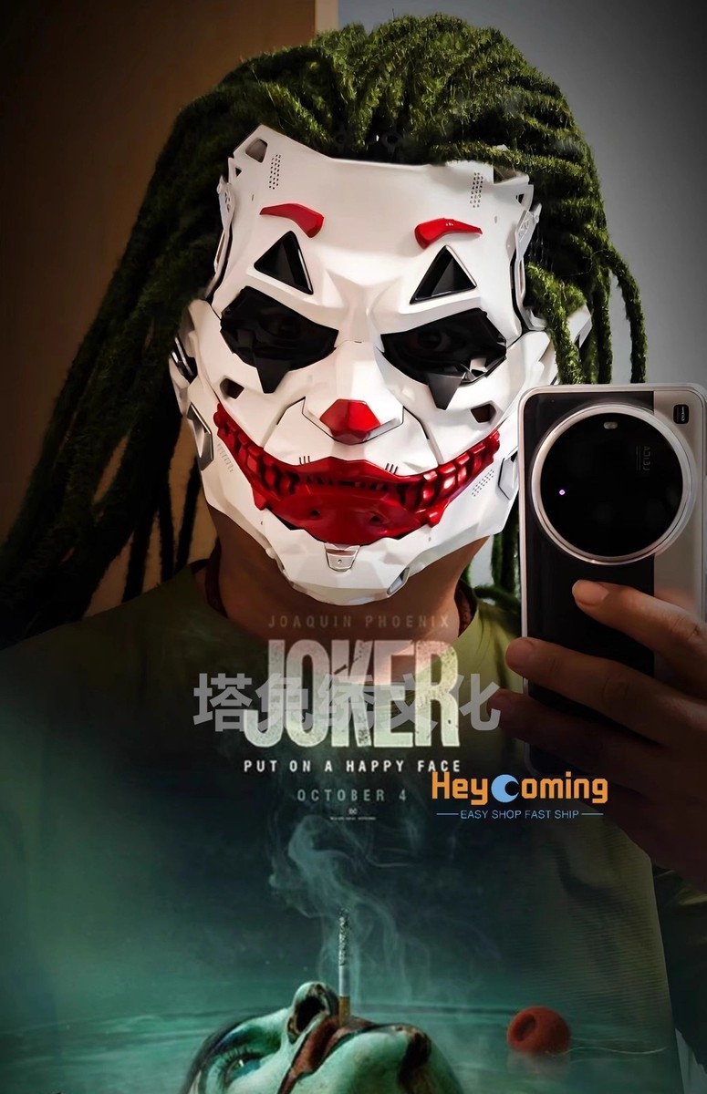 ジョーカー風フェイスマスク 2025 Joker Full Face Masks Resin Cos Props Dreadlocks Punk Style