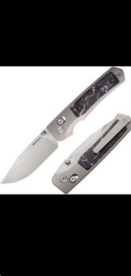 REMETTE Aurora Folding Knife 3'' Satin Bohler M390 Steel Blade Titanium/CF Handle