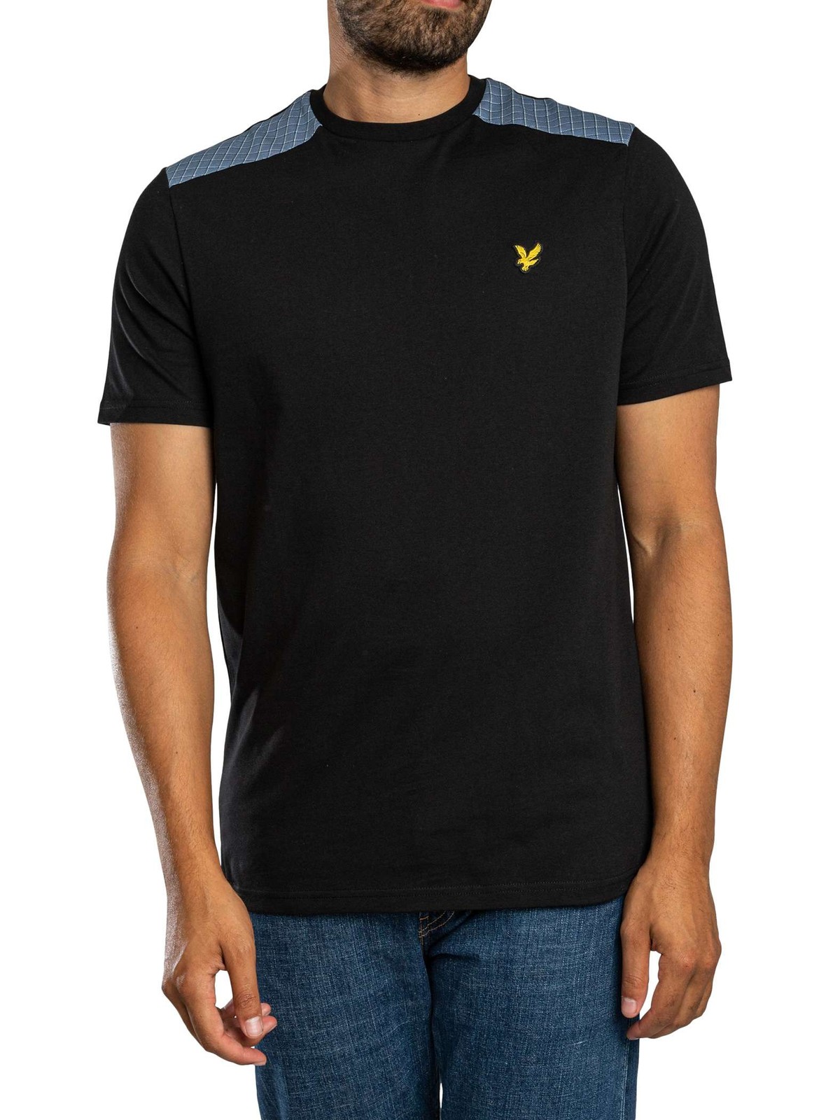Lyle & Scott Check Panelled T-Shirt, Jet Black - XL