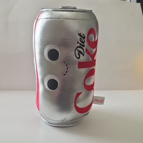 Coca-Cola Diet Coke Can Plush Stuffed Silver Red with Face Soda, Sound Effects