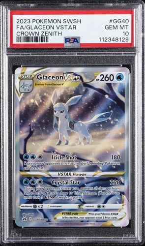 2023 POKEMON SWORD & SHIELD CROWN ZENITH #GG40 FULL ART/GLACEON VSTAR PSA 10