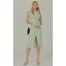 XL Love, Whit by Whitney Port Floral Ruched Midi Dress, Open Ties in Back