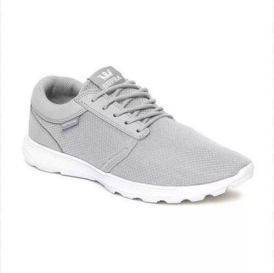 NEW! SUPRA MEN'S HAMMER RUN Running Shoes In GREY WHITE-WHITE SIZE 6
