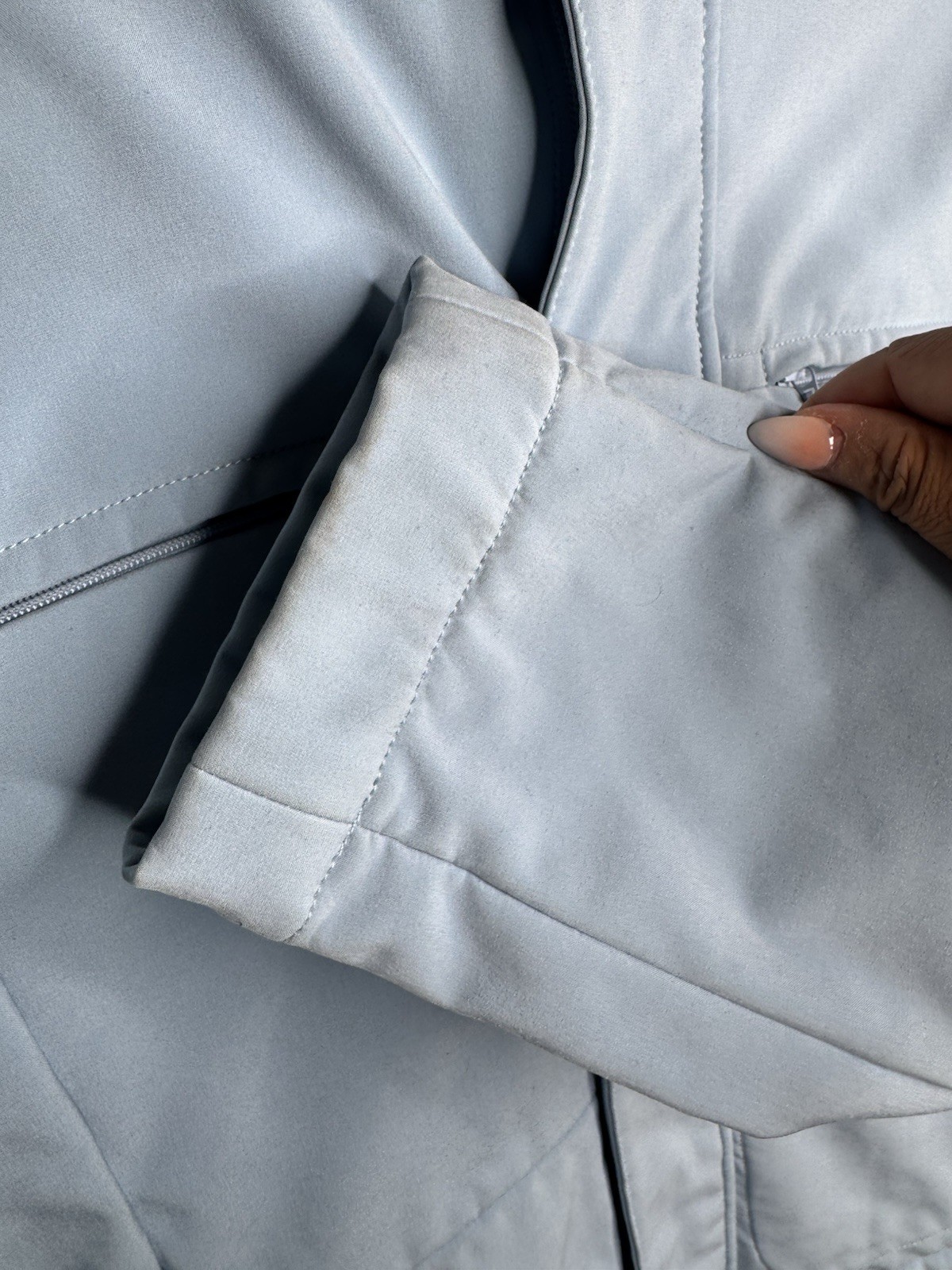 Athleta Softshell Hooded Jacket Light Blue Fleece… - image 7