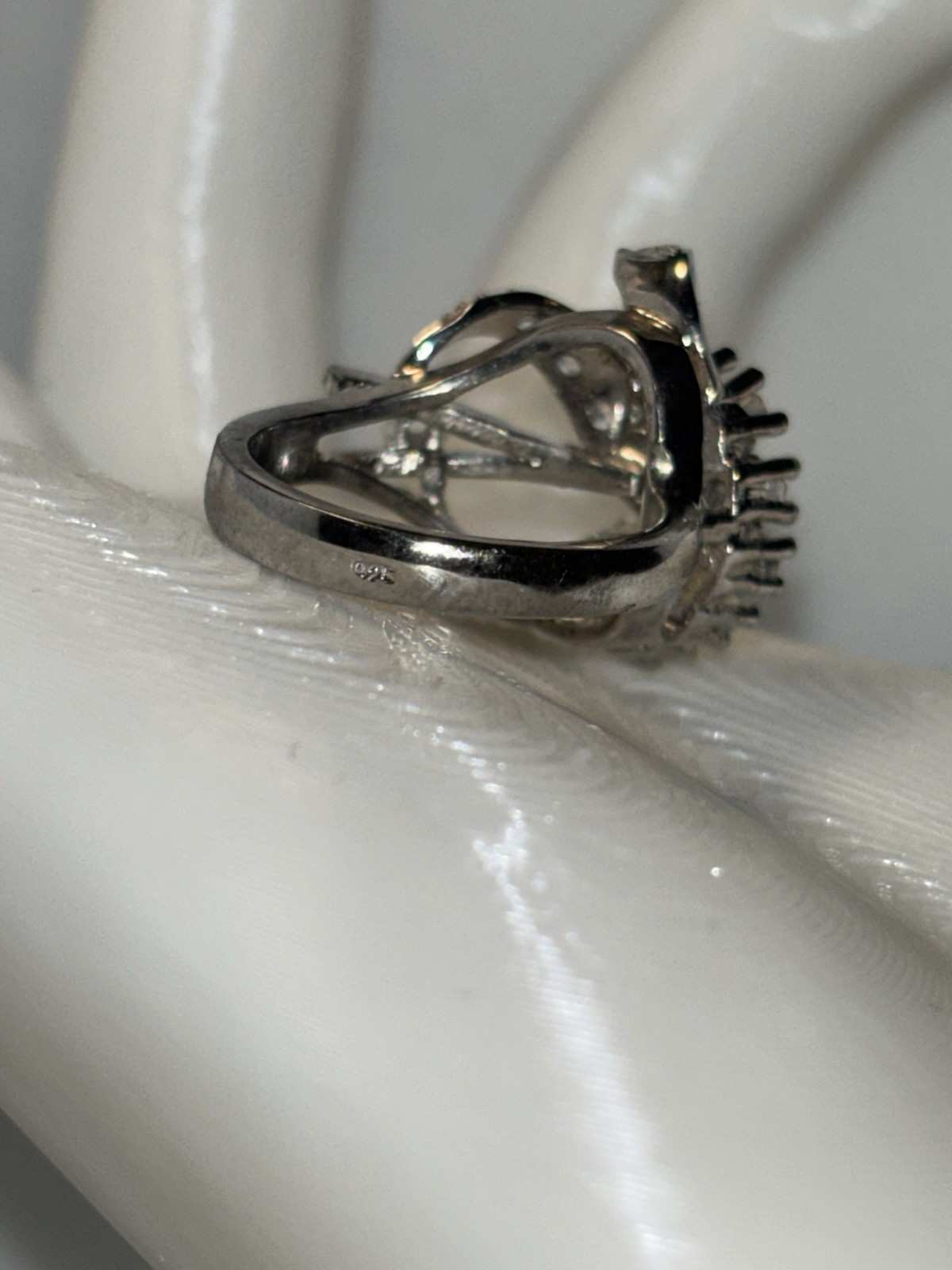 Vintage Rhinestone Cocktail Statement Ring .925 - image 4