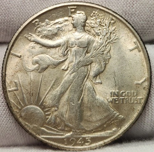 1945 S Walking Liberty Half Dollar, 90% Silver,  AU Condition, WL-4530s
