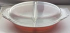 Vintage Pink Pyrex Divided Casserole Dish W/Lid - 1 1/2 Qt Size