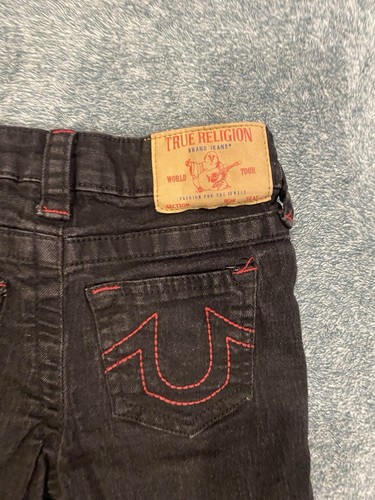 True Religion Girls Black Denim Geno Relaxed Slim Jeans Size 5 Adjustable - Picture 2 of 7