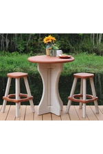Leisure Accents Patio Table w/ 2 Barstools - Warm Grey/Redwood - Easy
