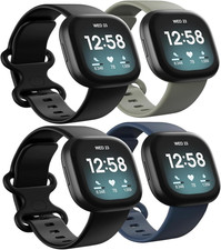 4 Pack Waterproof Bands Compatible with Fitbit Versa 3 / Fitbit Versa 4 / Fitbit