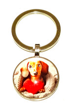 Dachshund Dog Heart Keychain Cute Puppy Photo Dog Lovers Charm Valentine Gift