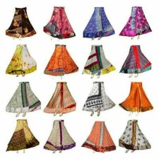 Wholesale Indian Vintage Silk Wrap Skirt for Women Baho Sari Magic Skirts