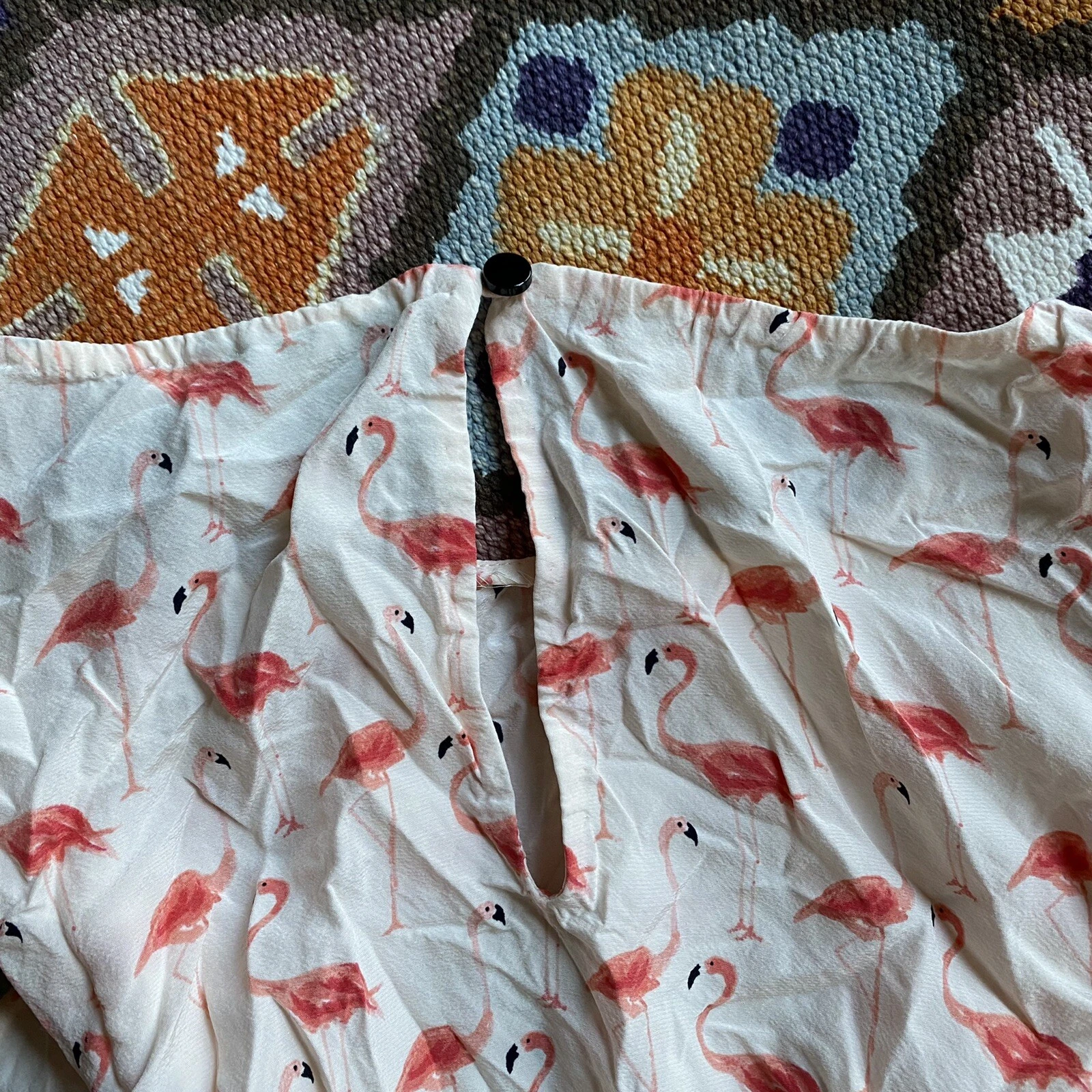 Abito Blaire Kate Spade New York stampa fenicottero all over taglia 10 seta tropicale