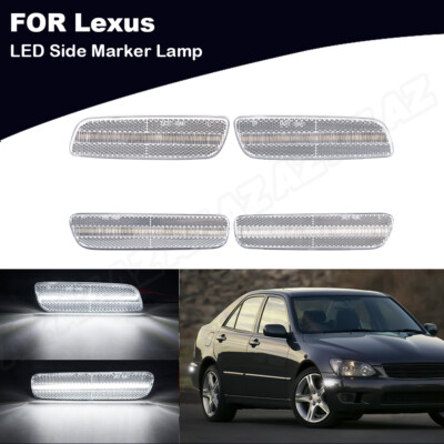 4PCS White LED Fender Light For 01-05 Lexus IS300 Front&Rear Side Marker Signal