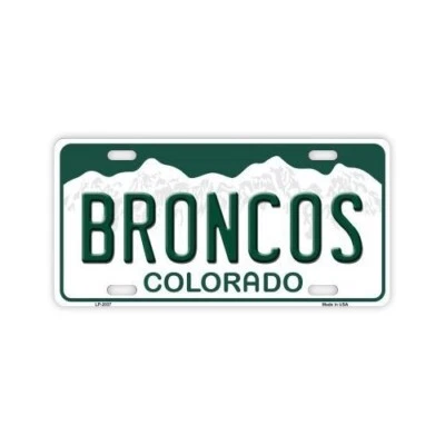License Plate, Metal Vanity Tag Cover, Denver Broncos, 12" x 6" - Image 1 of 3