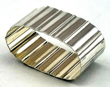 Art Deco Serviettenring gro&szlig; oval f&uuml;r Stoff Servietten 900er Silber Bemberg (52)