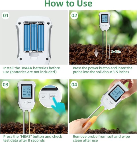 3in1 Soil PH Tester Meter Water Moisture Tester Kit For Garden Plant Testing AU - Picture 10 of 17