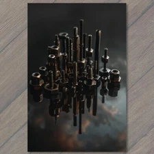 Art Print City Made From Screws Nuts Bolts Nails Hardware Reflection Strange Fun