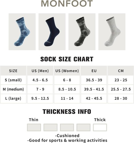 Men's and Women's 4-8 Pairs Athletic Crew Socks - Cushioned Comfort Tie Dye - Picture 4 of 9