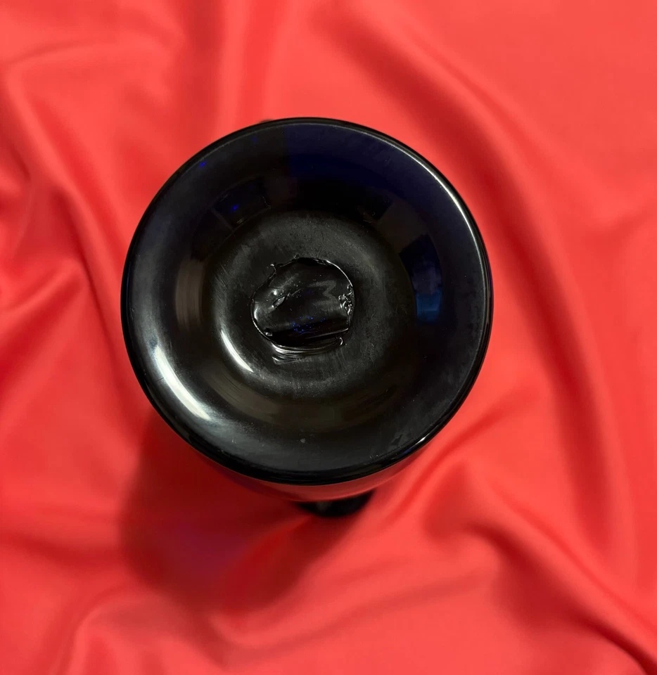 JARRA DE COLECCIÓN AZUL COBALTO SOPLADA 9" DE ALTO con PIE~FIRMADA M~¡HERMOSA! Foto 3 de 4