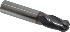 Niagara Cutter 3/8" Diam, 5/8" LOC, 4 Flute Solid Carbide Ball End Mill TiAlN...
