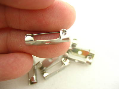 20 Stck. 0,6 Zoll versilberte Broschenrückseiten Stab Pins Fang Zum Selbermachen Brosche Komponenten