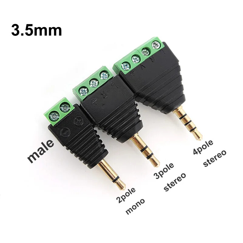 Pole male Connector mono Terminal Stereo Plug Audio