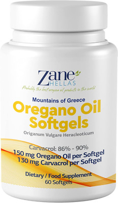 130 Mg Carvacrol - 150 Mg Oregano Oil per Softgel. World Highest Concentratio...