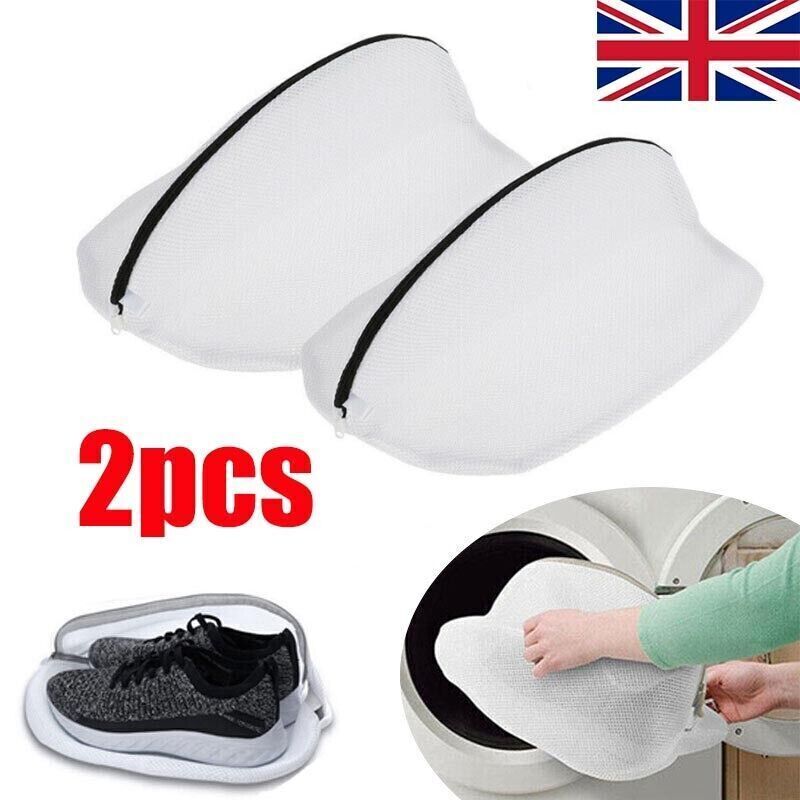 2PCS Mesh Laundry Bag For Trainers Boot Shoes with Zips for Washing
