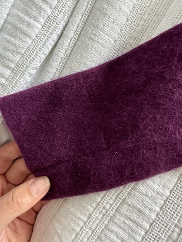 Lovely Tweeds Plum Purple Knit Jumper Size 16 V Neck Lambswool Angora Soft Warm - Picture 3 of 11