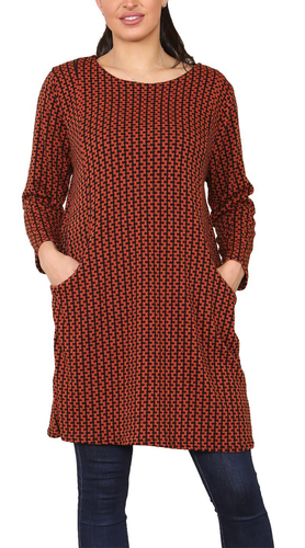 Mini vestido italiano de punto de manga larga con 2 bolsillos para mujer - Imagen 6 de 11