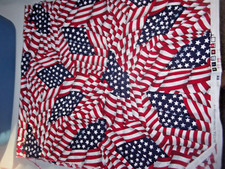 American Flag, Wavy, Cotton Fabric, Fat Quarter,18" Long x 44" Wide USA