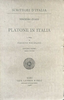 1928 Vincenzo Cuoco, Platon in Italien, Vol. 1°, a c. F. Nicolini, Laterza