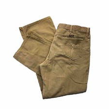 Wrangler 38M 35x31 Tan Brown Corduroy Pants Vtg Western 70s Flare Boot Cut USA