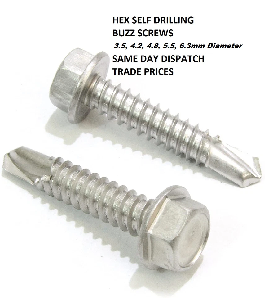 SMF TEK SCREWS SELF DRILLING HEX HEAD SCREWS VARIOUS SIZES FIXING ROOFING