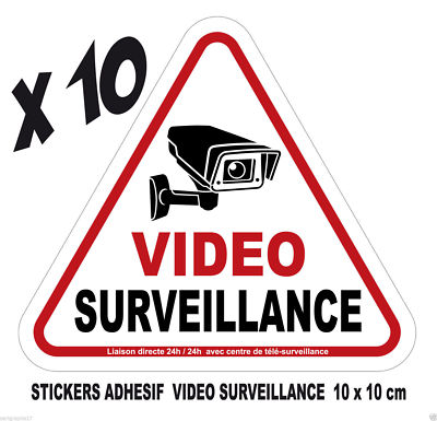 4 Autocollants videosurveillance dissuasif alarme video